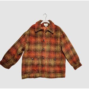 The Korner Women's Multicolor Plaid Fuzzy Shacket Coat - Sz M - NWT